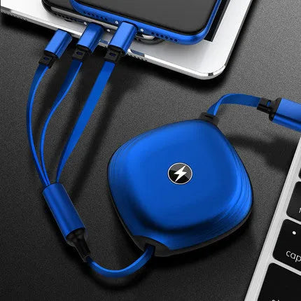 3 in 1 telescopic charging cable extended to 120cm with titanium connectors