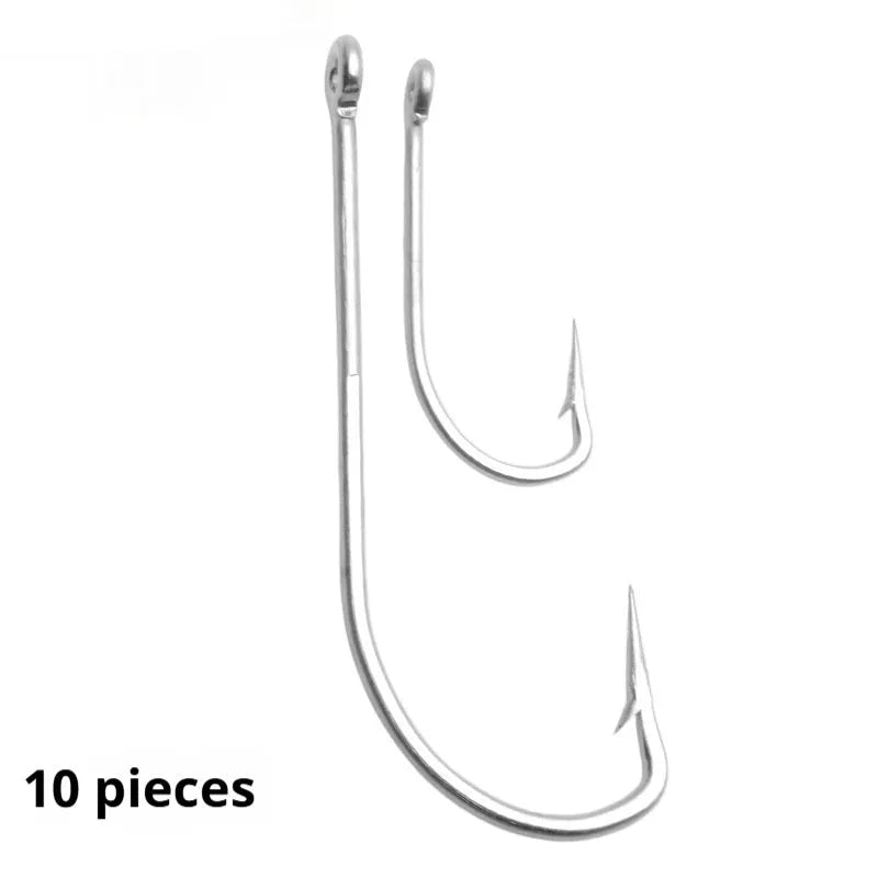 Multi-specification stainless steel sea fishing hooks for ocean boat angling in alloy construction