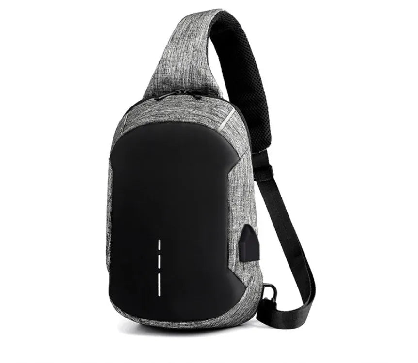 Oxford cloth waterproof chest bag in dark blue with zip opening and cross-body strap