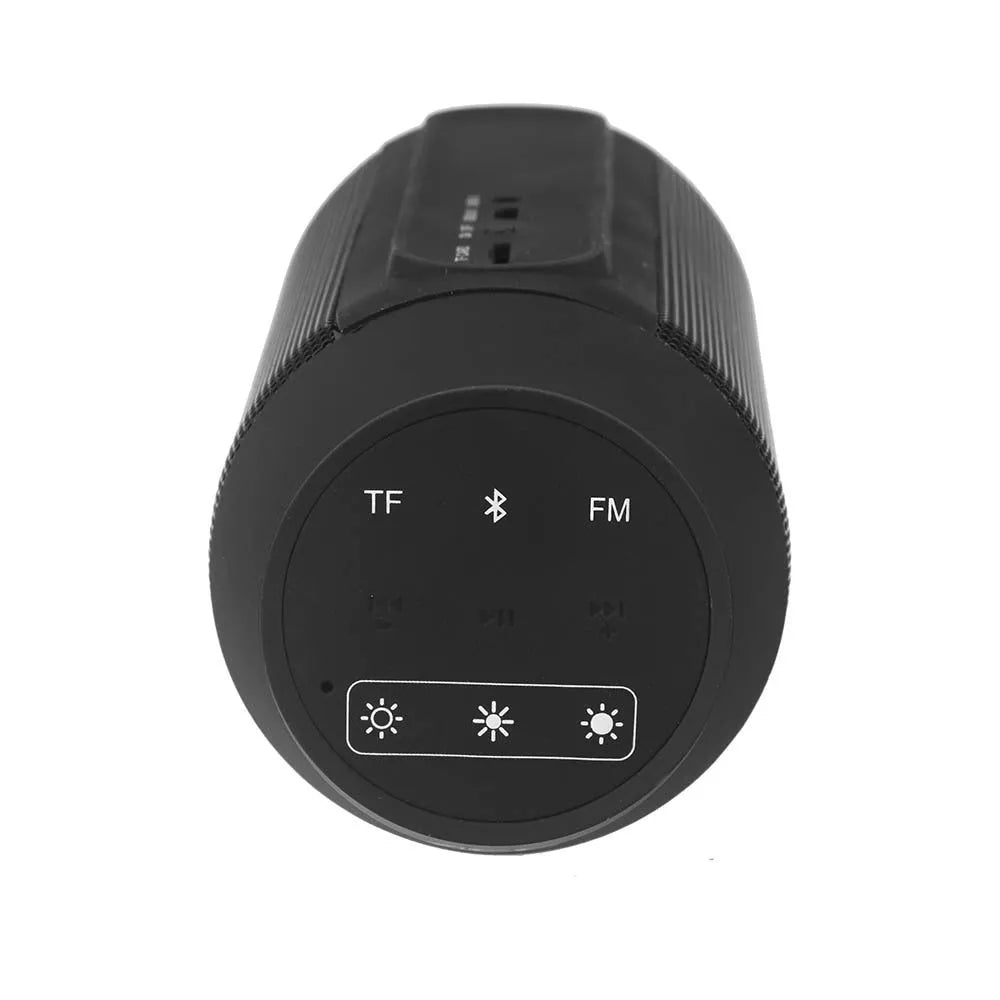 Black or white mini Bluetooth stereo speaker with colourful LED lights displaying 360° sound.