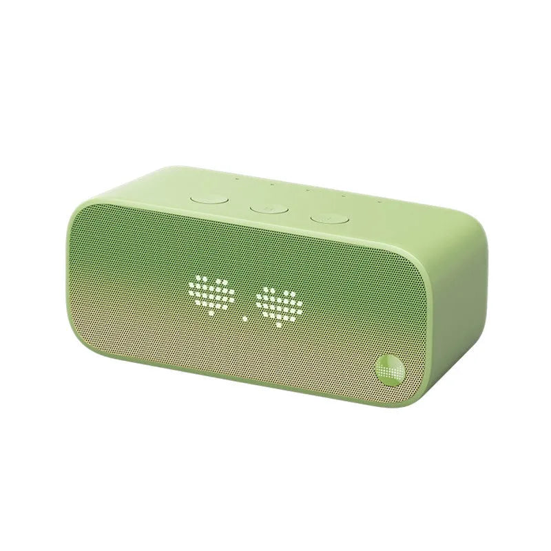 Compact Elf sugar cube AI smart WiFi speaker in blue colour on a wooden shelf