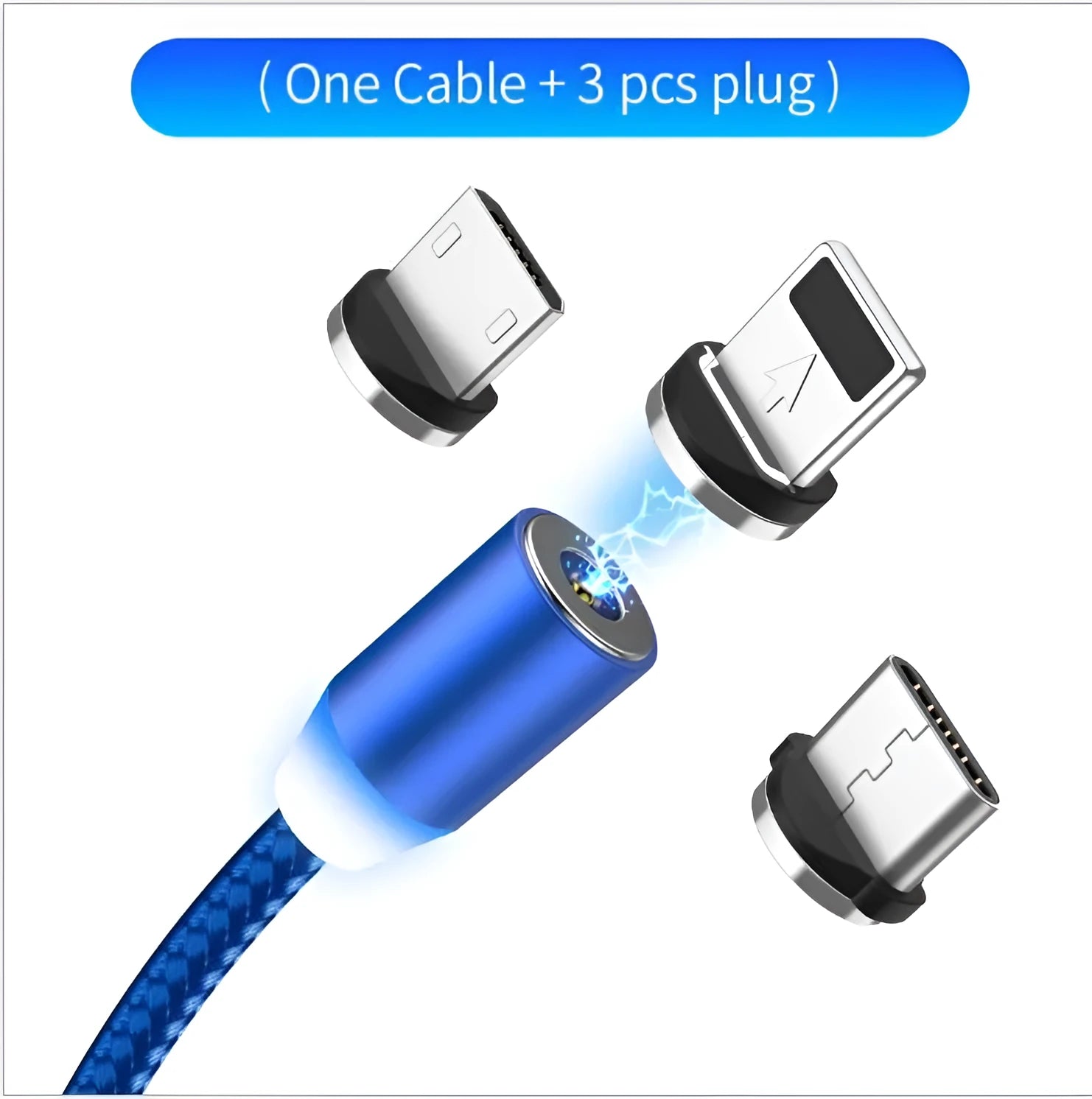 YBD 1m magnetic LED charging cable with cotton woven black cable and aluminium magnetic connectors