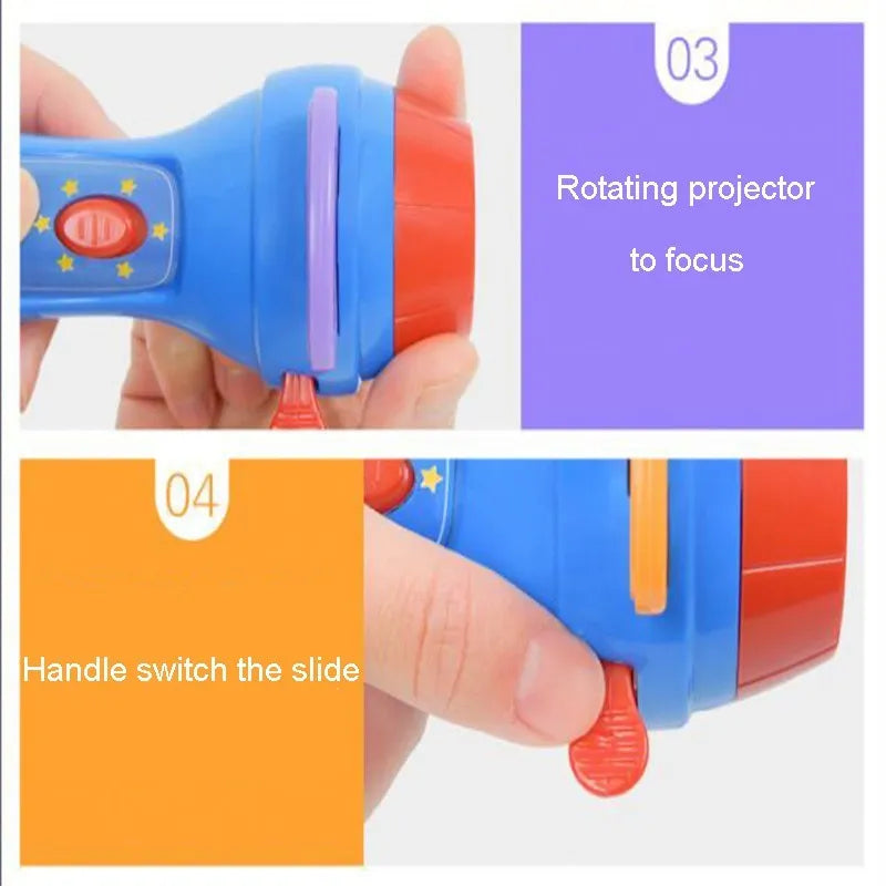 SmartKids children's handheld story projector torch with four clip-on story discs.