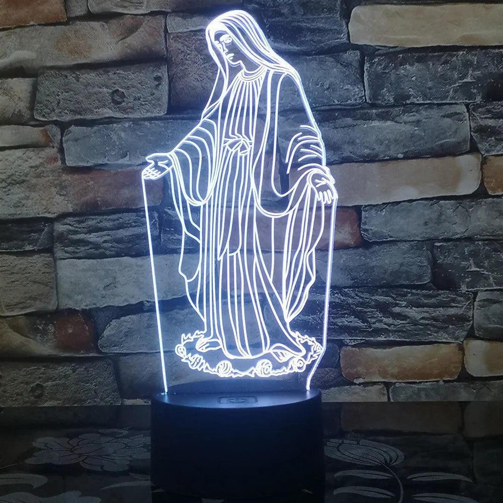 3D LED night light showing laser engraved acrylic plate with dual-ring pattern on ABS base with touch controls