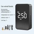 Small black wireless digital tyre inflator pump with a screen, showing 140psi max pressure