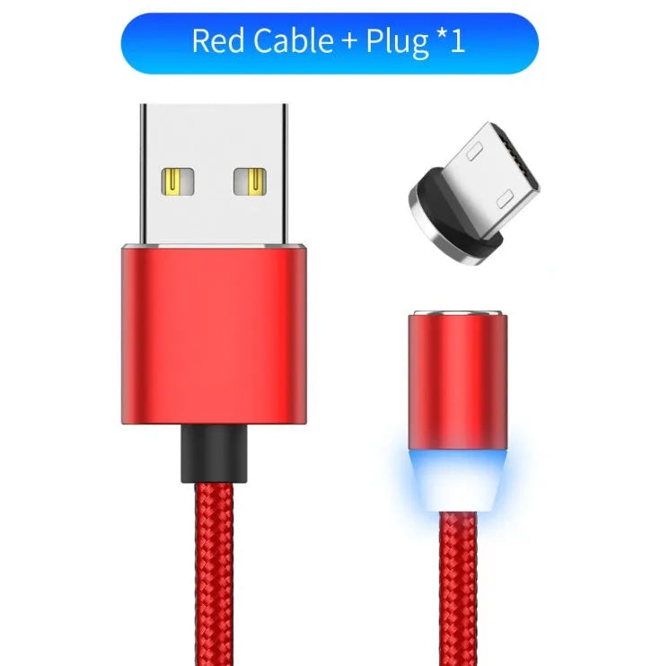 YBD 1m magnetic LED charging cable with cotton woven black cable and aluminium magnetic connectors