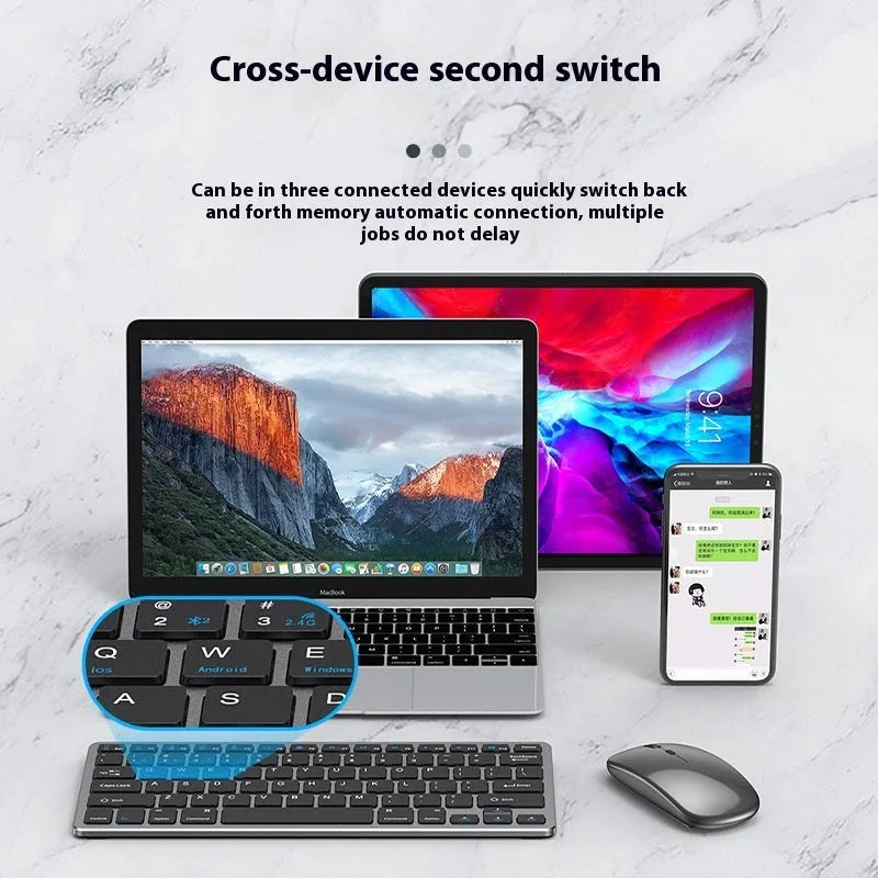 Ultra-thin wireless keyboard and mouse set in black colour with rechargeable design