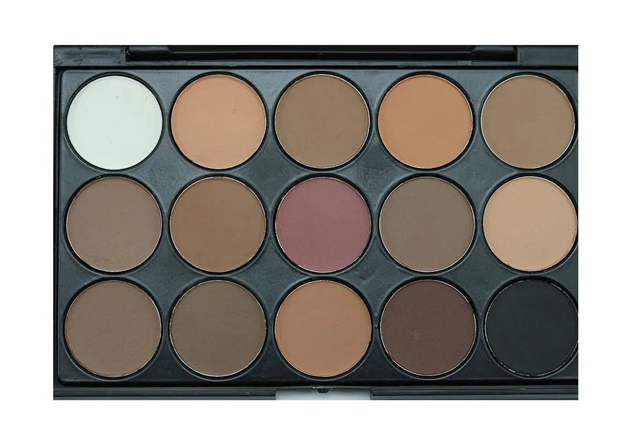 15 colour earth tone smoky eyeshadow palette E15 in compact makeup plate