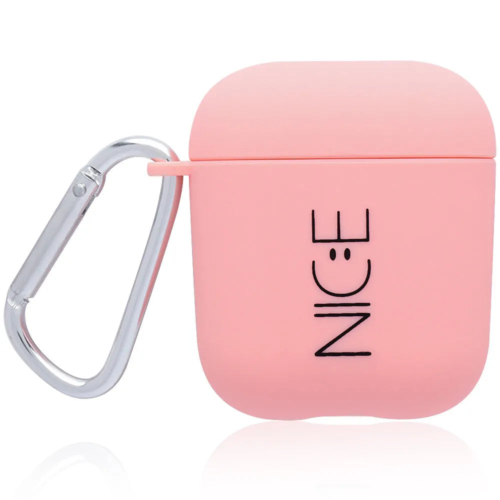 AirPods protective cover case with decorative sticker in black or pink colours