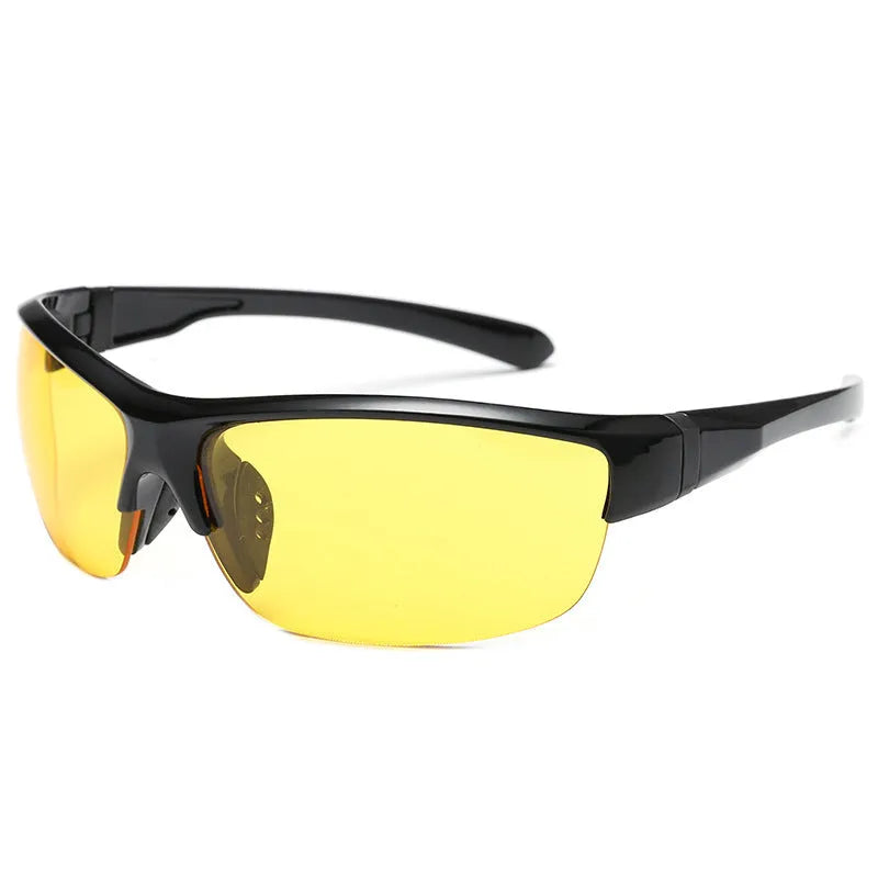 Men's semi-frameless windproof sports sunglasses for cycling in Bright Black Blue Mercury colour