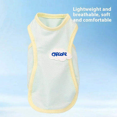Grass green anti-lint cat summer vest in polyester sports style