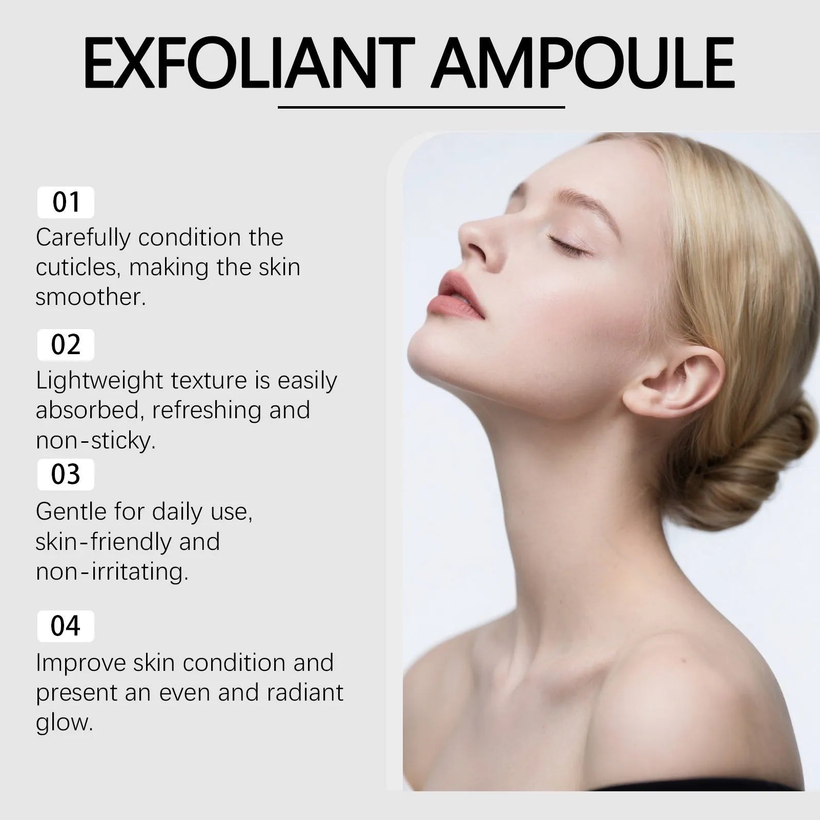 80ml bottle of exfoliating and moisturising facial liquid with salicylic acid and hyaluronic acid.