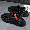 EVA foam coconut slippers with closed toe design and ventilation holes in grey colour