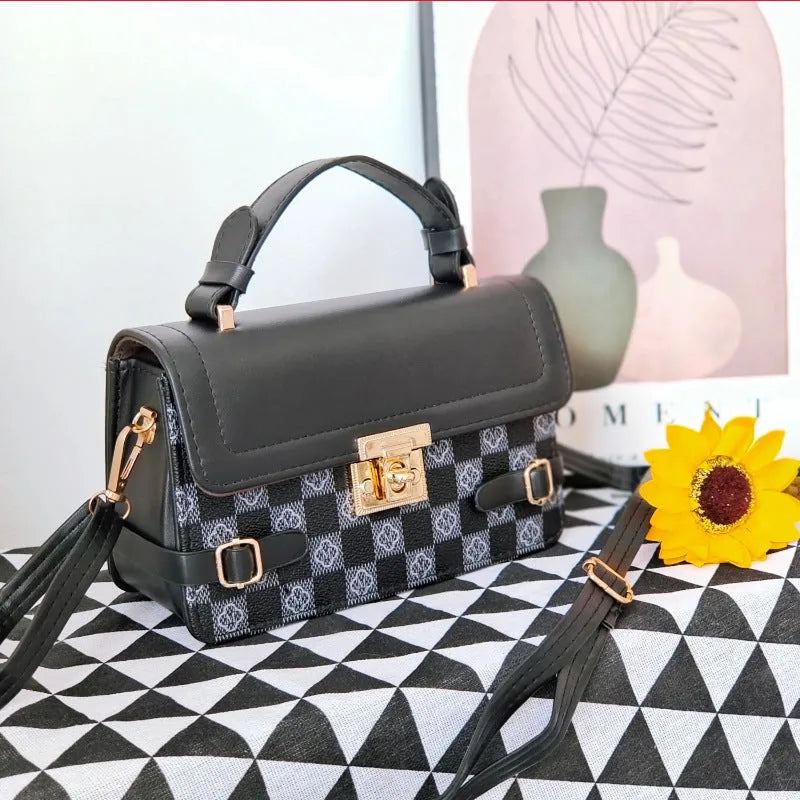 Retro small square ethnic pattern crossbody bag in apricot colour with floral stitching
