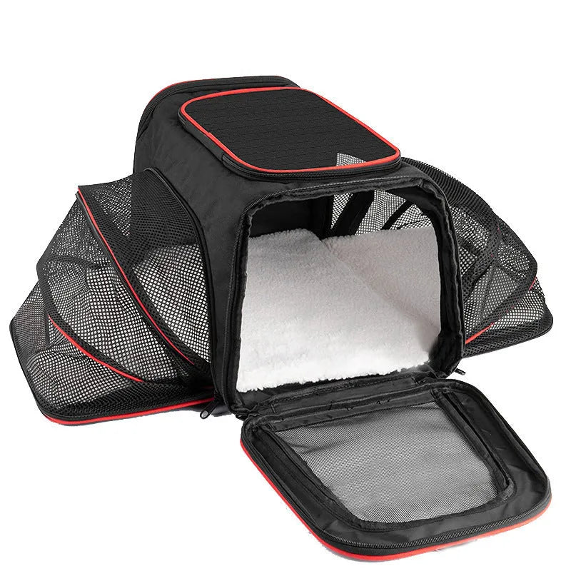 Cat carrier bag made from 600D cation fabric in various colour options with piping details