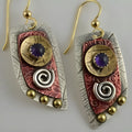 Gold geometric ear studs with camouflage leopard print pattern on zinc alloy metal
