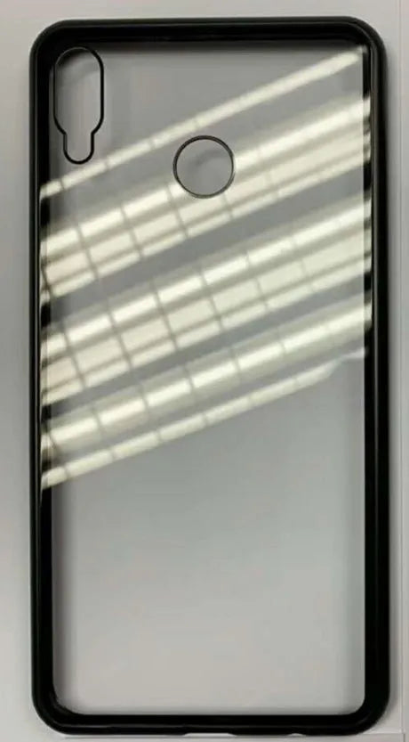 Black magnetic metal phone case with tempered glass back for Huawei P30 phone