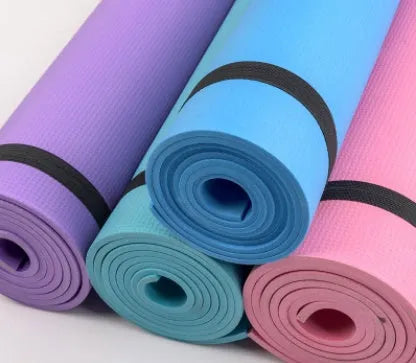 EVA fitness yoga mat in red blue green purple black yellow with anti-skid texture and 4mm 6mm thickness options