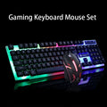GTX300 black and white wired gaming keyboard and mouse set with LED backlight