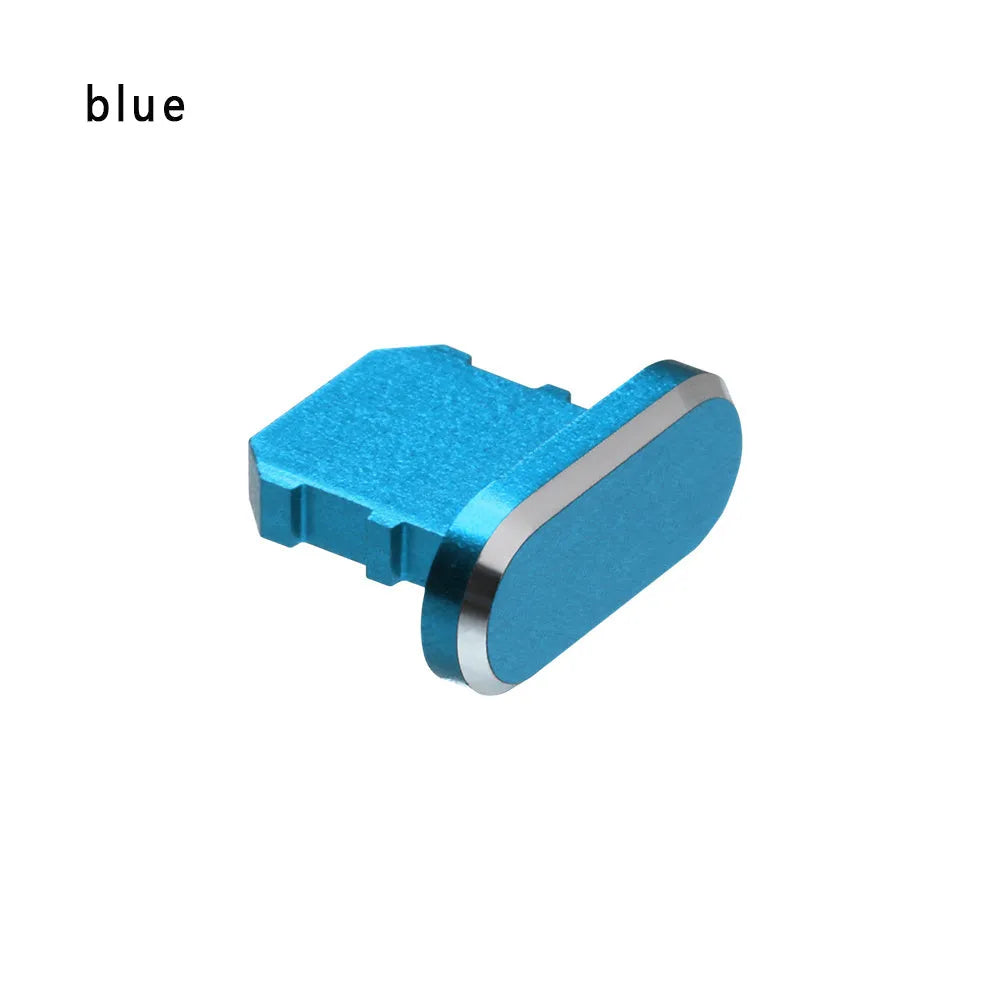 Aluminium alloy mobile phone charging port dust plug for iPhones, shown in rose gold colour.