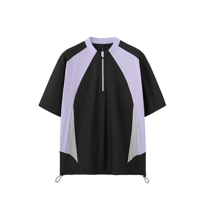 Men's lightweight polyester top in black and beige with long and short sleeve options