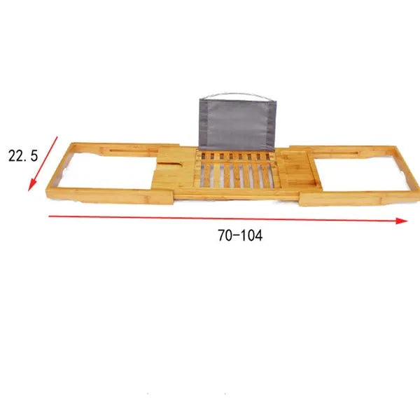 Natural bamboo bathtub frame desktop organiser shelf with one tier for bathroom storage.