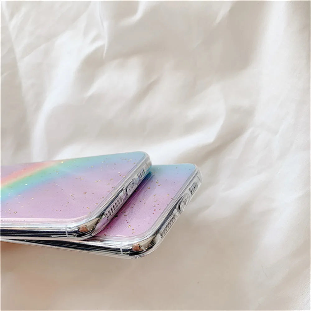 Rainbow gradient stripe design TPU protective case for iPhone models