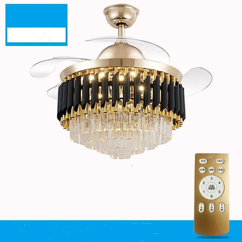 Crystal ceiling fan light with remote control in 42 inch and 48 inch diameter options