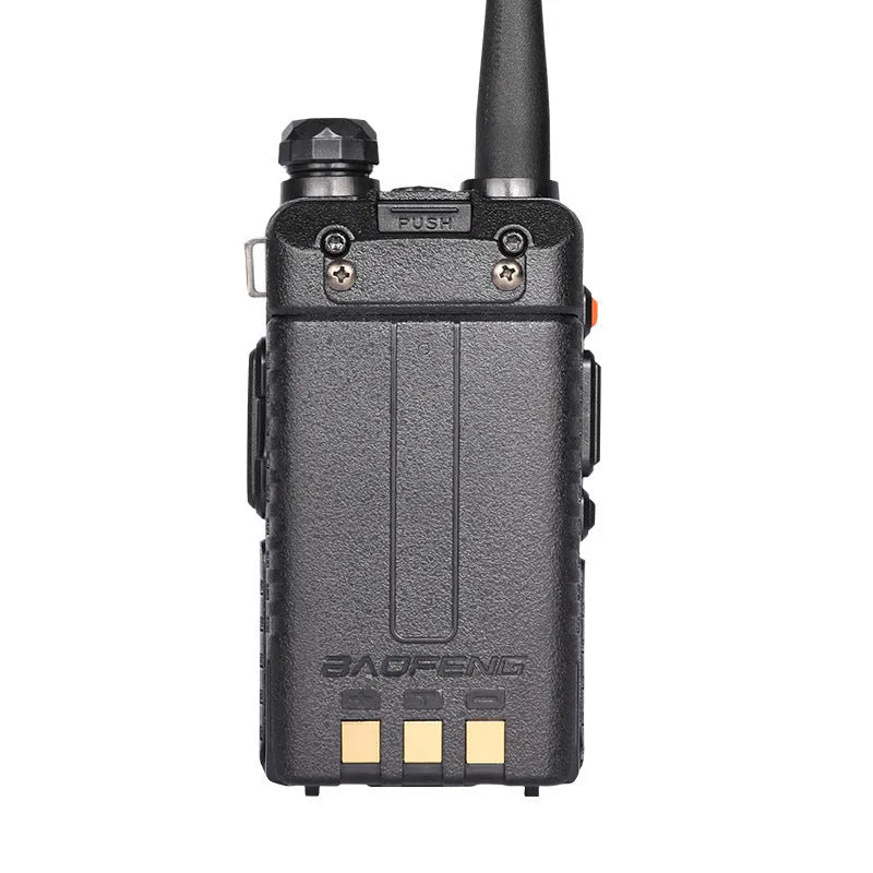 Dual-band walkie talkie with 128 channels and compact 110x58x32 mm dimensions