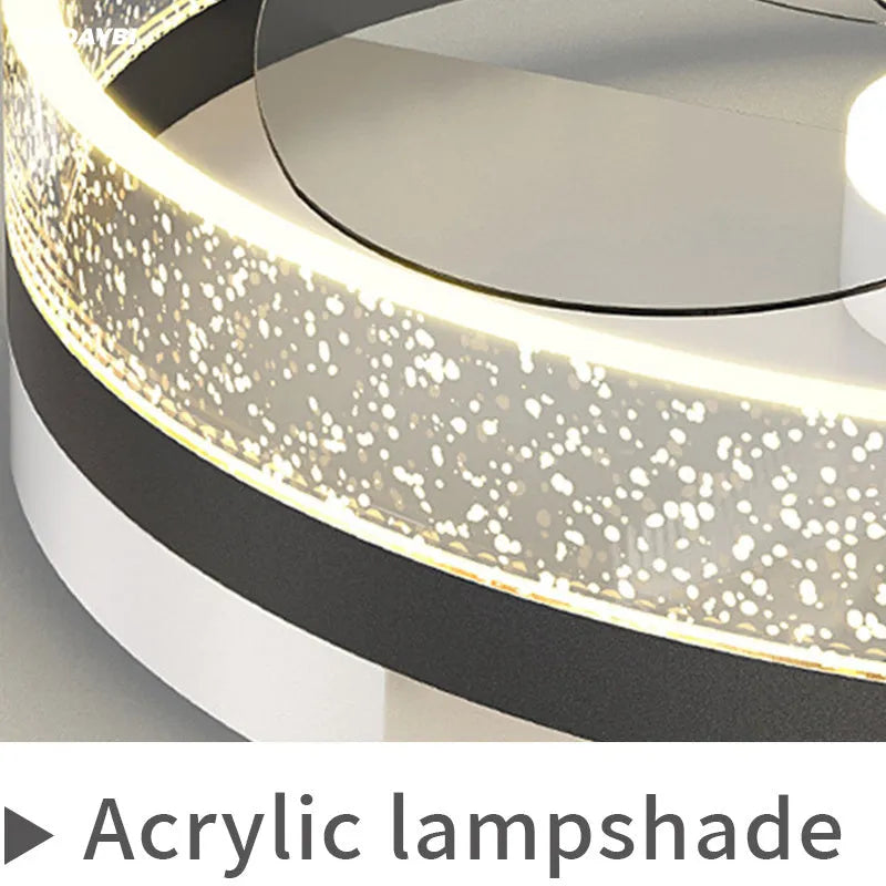 Modern Nordic style ceiling light with integrated fan for children's rooms, iron construction, LED illumination