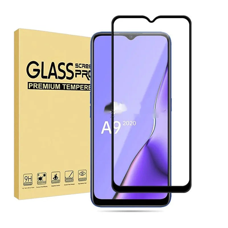 OPPO A9 2020 black full glue tempered glass screen protector with anti-fingerprint coating