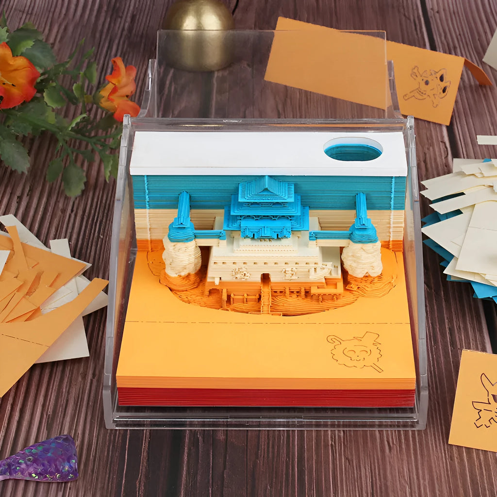 One Piece architecture sticky notes notepad with cartoon building designs on 80x45mm craft paper