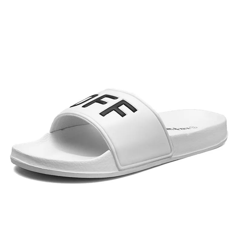 Personalised large-size men's open-toe slippers with rubber soles in black and white