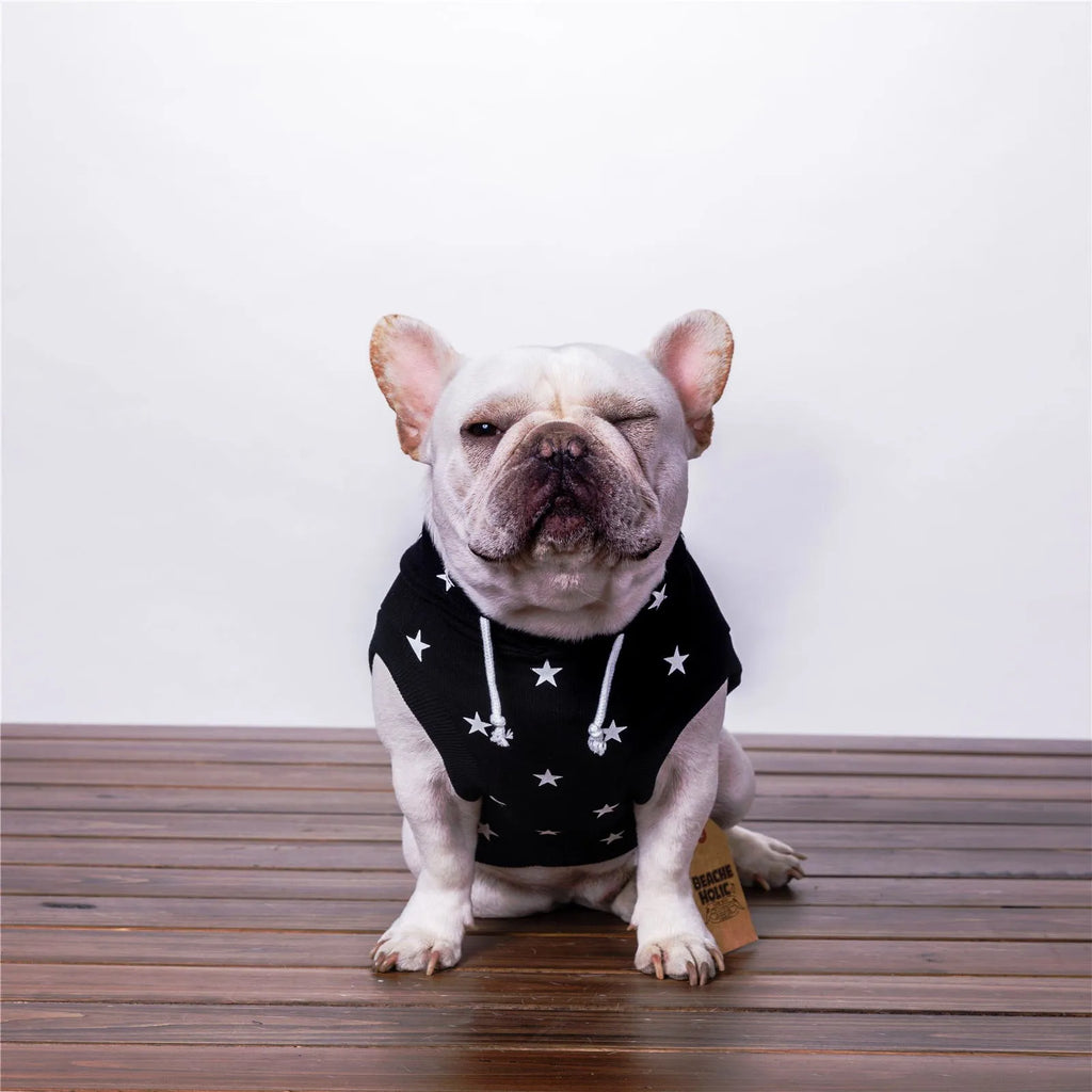 Black cotton printed pet sweater for dogs and cats, casual style