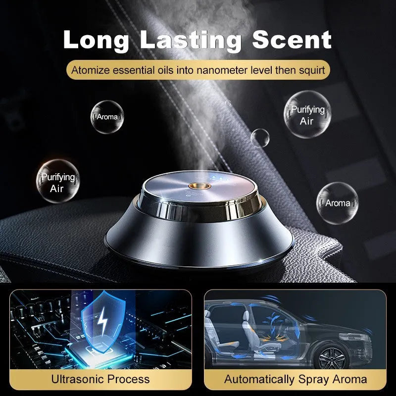 Black metal butterfly-shaped car aromatherapy diffuser with USB cable and essential oil bottle