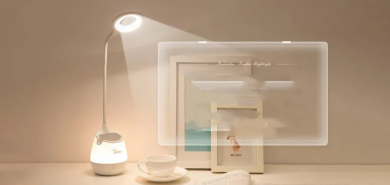 Rechargeable LED table lamp with touch switch in green, pink or white USB charging colour