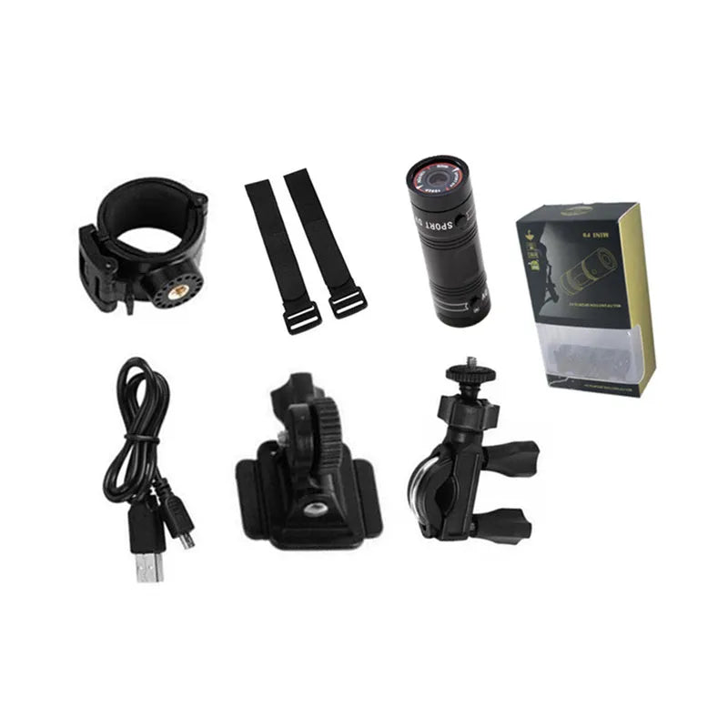 IP6 Sports Camera in Black with 120 degree wide angle lens and waterproof aluminium alloy shell