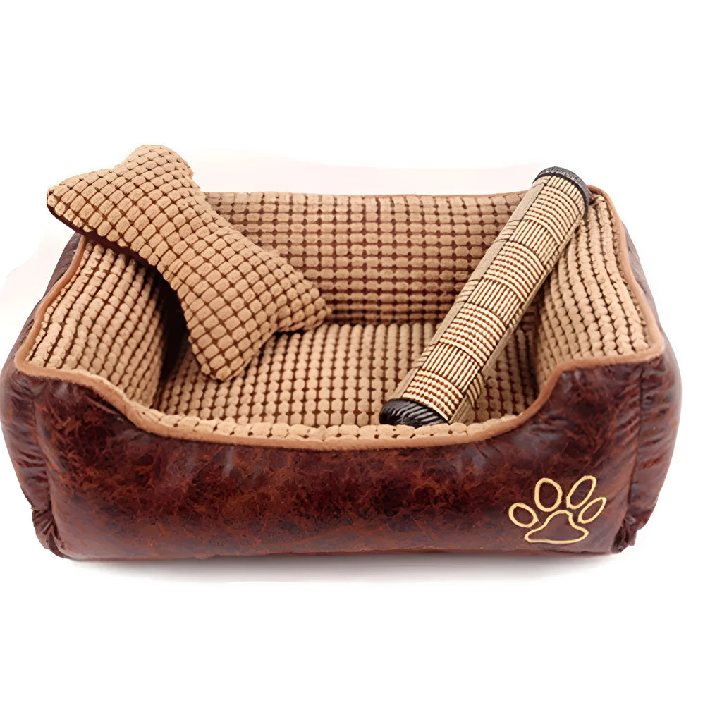 Kennel dog bed with suede cover, bone blanket and summer mat, Style 1 colour option