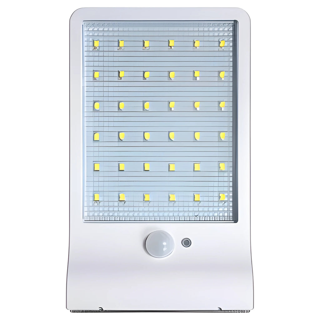 Black and white outdoor solar garden light with IP65 waterproof rating for balcony and courtyard use