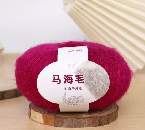 Hand-woven mohair wool ball for DIY scarf knitting projects in multiple colour options