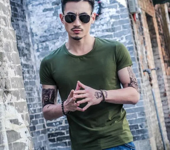 Men's summer t-shirt in bamboo and polyester blend fabric available in multiple colours