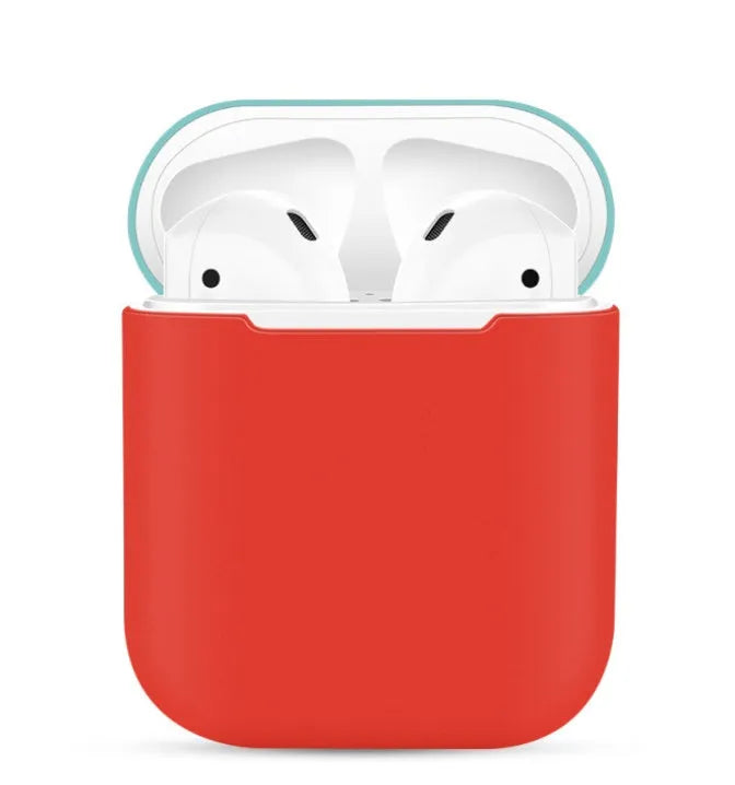 Silicone protective cover for Apple AirPods charging case, split design, solid colour, simple style