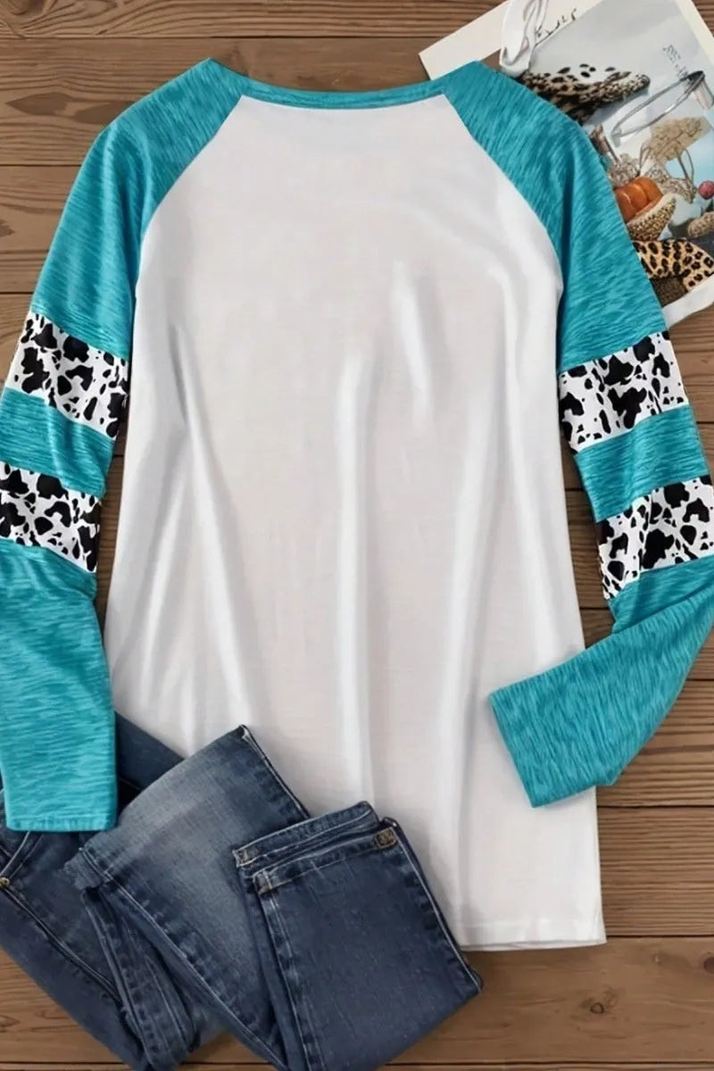 Sky blue long sleeve T-shirt with a large 3D Halloween pumpkin digital print.