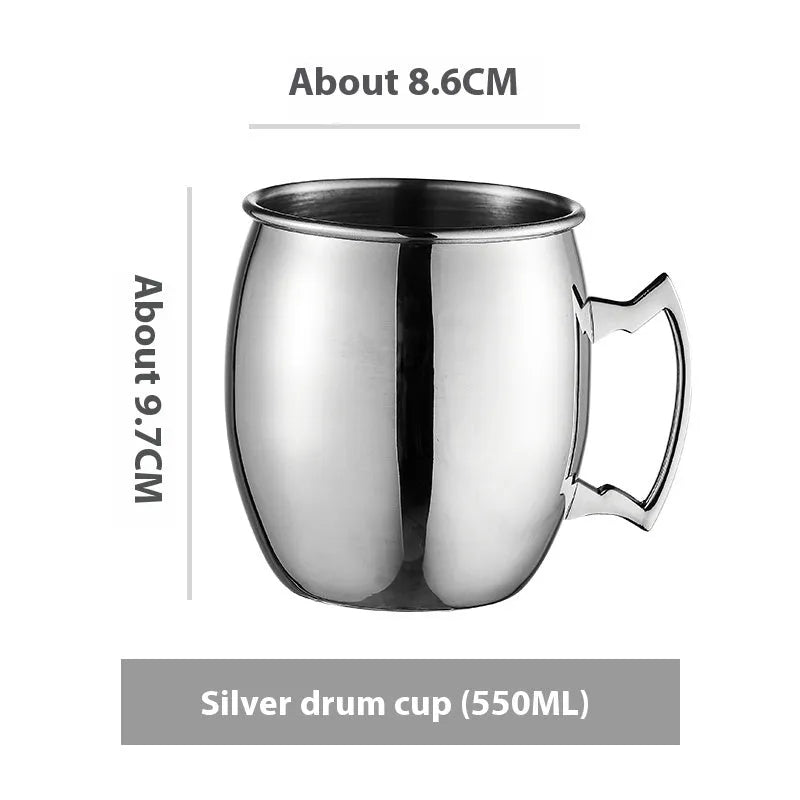 Stainless steel Moscow Mule cup with copper plating in hammer point style showing metallic finish.