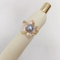 5A bright natural freshwater pearl ring with 18K gold plated frosted flower design, adjustable opening, white pearl colour