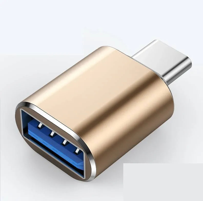 Type-C OTG adapter showing USB-A female port and Type-C male connector in available colour options