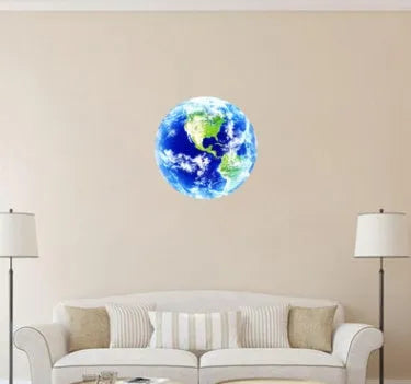 Glow in the dark 3D Earth planet wall sticker in 10cm, 20cm, and 30cm diameter sizes.