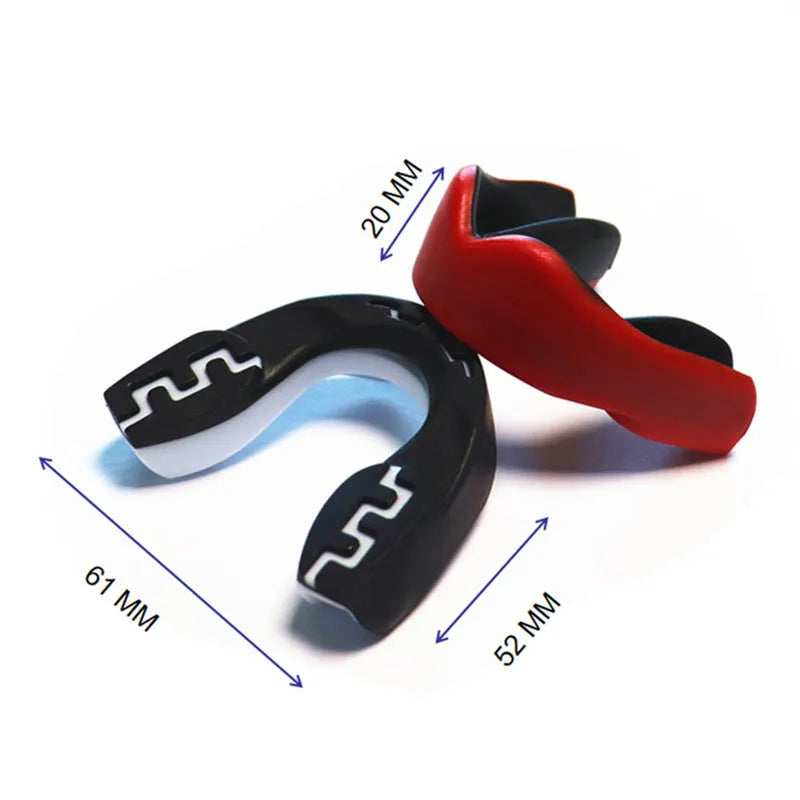 Adult boxing mouthguard with printed teeth design for martial arts and Taekwondo protection.