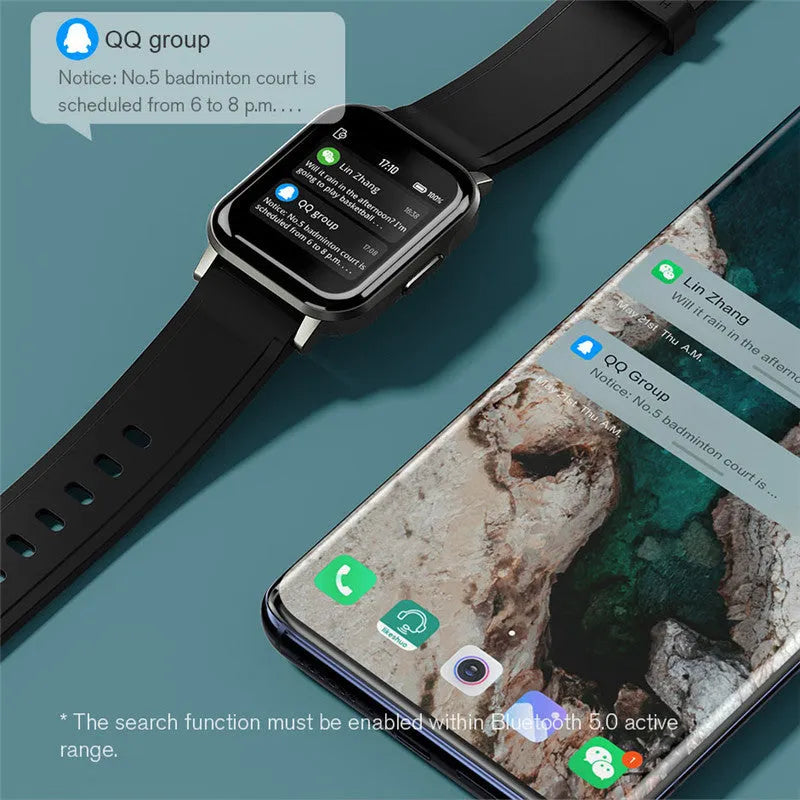 Black waterproof Android smart bracelet with a 1.4-inch touch screen and silicone wrist strap.