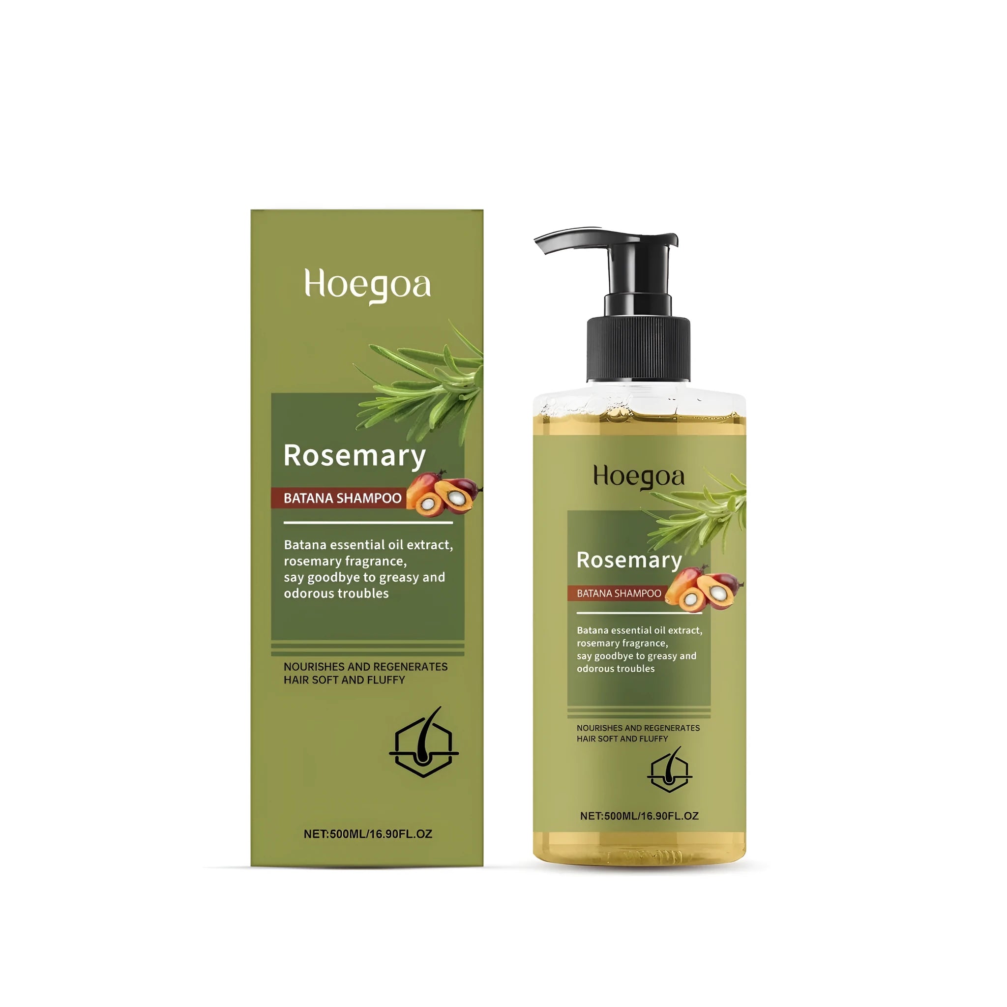 500ML bottle of Rosemary Hair Growth Shampoo with rosemary extract and Platthana oil.